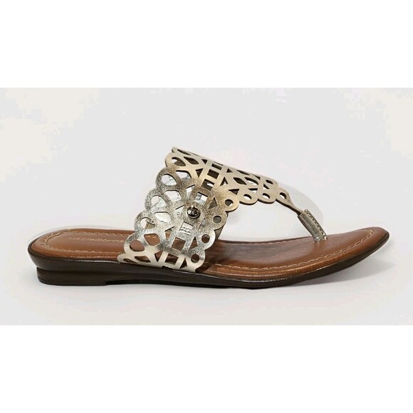 Women's Gold LIZ CLAIBORNE Sandal Slide Flip Flop Shoes Sandals 8M - Picture 8 of 13